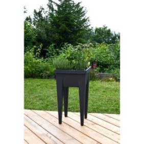 Carré potager Vegétable URBAN Gris - L38,5 x P38,5 x H68 cm - 4 bouchons d'évacuation - EDA