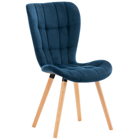 Fauteuil Elda, velours, bleu