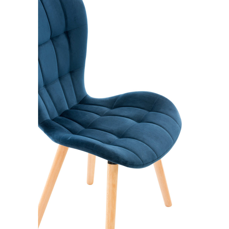 Fauteuil Elda, velours, bleu