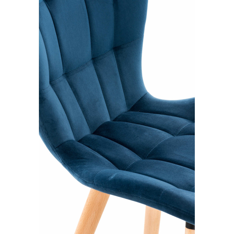 Fauteuil Elda, velours, bleu