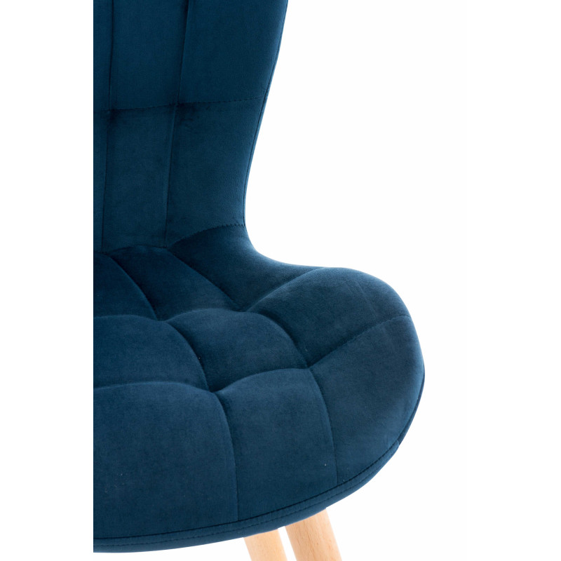 Fauteuil Elda, velours, bleu