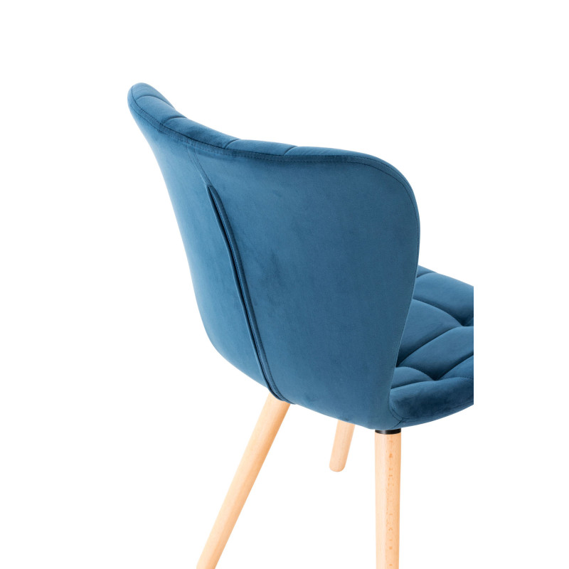 Fauteuil Elda, velours, bleu