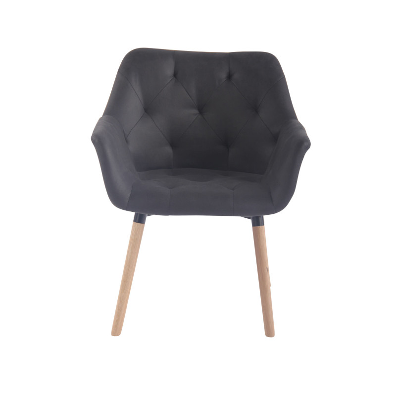 Chaise de salle à manger Cassidy Vintage, similicuir, noir naturel