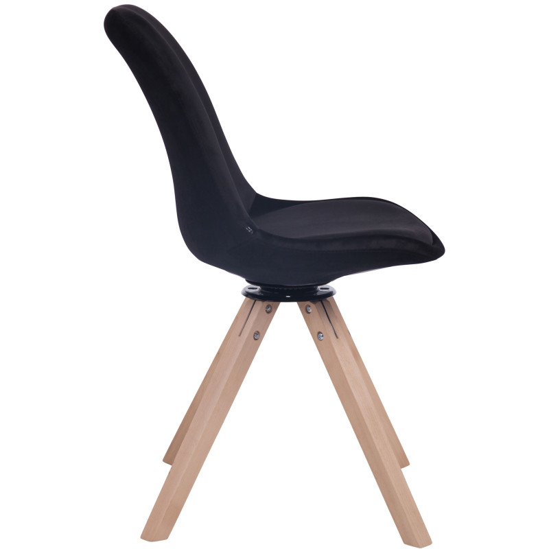 Chaise de salle à manger Troyes en velours carré noir naturel