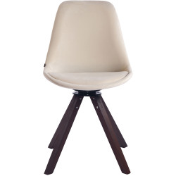 Chaise de salle à manger Troyes en velours, couleur noyer crème.