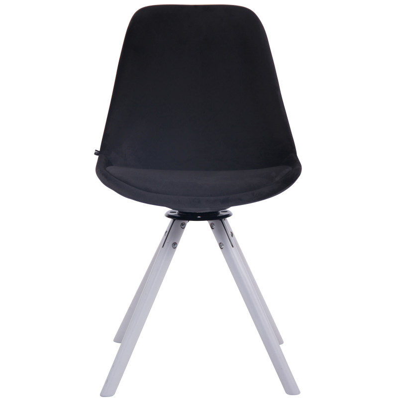 Chaise de salle à manger Troyes ronde en velours blanc et noir