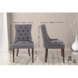 Ensemble de 2 chaises de salle à manger Aberdeen, tissu gris foncé antique