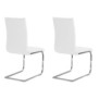 LEA Lot de 2 chaises de salle a manger - Simili blanc - Style contemporain - L 43 x P 56 cm