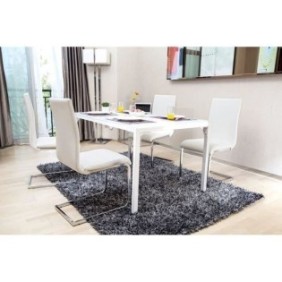 LEA Lot de 2 chaises de salle a manger - Simili blanc - Style contemporain - L 43 x P 56 cm