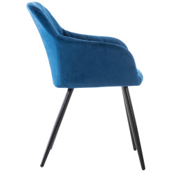 Chaise de salle à manger Shila, velours, bleue