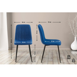 Chaise Dijon, tissu bleu
