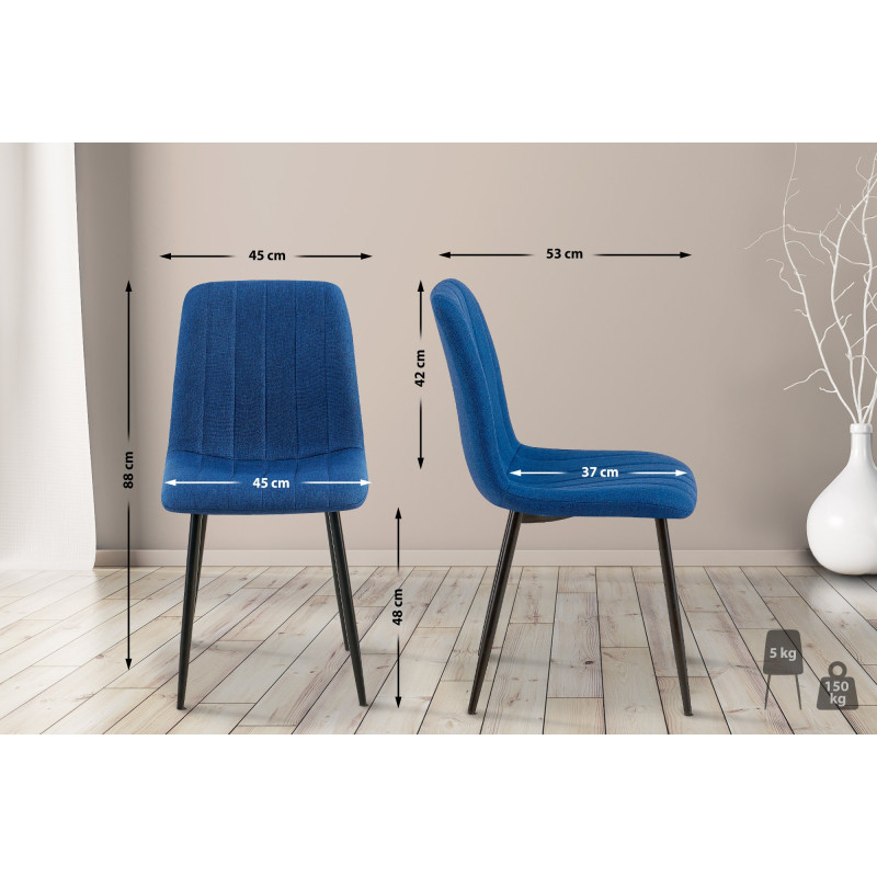 Chaise Dijon, tissu bleu