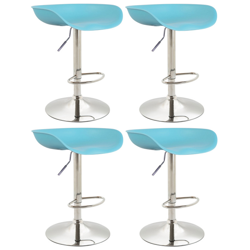 Lot de 4 tabourets de bar Anaheim en plastique chromé bleu