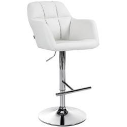 Tabouret de bar Natoma simili cuir chrome blanc