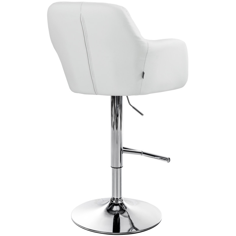 Tabouret de bar Natoma simili cuir chrome blanc