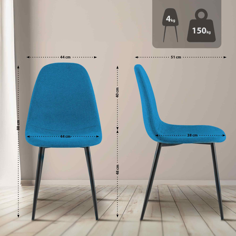 Chaise de salle à manger Napier, tissu bleu