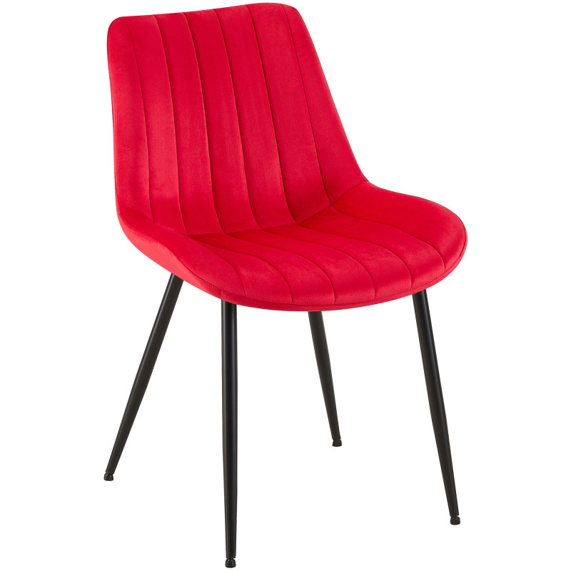 Chaise Rahden en velours rouge