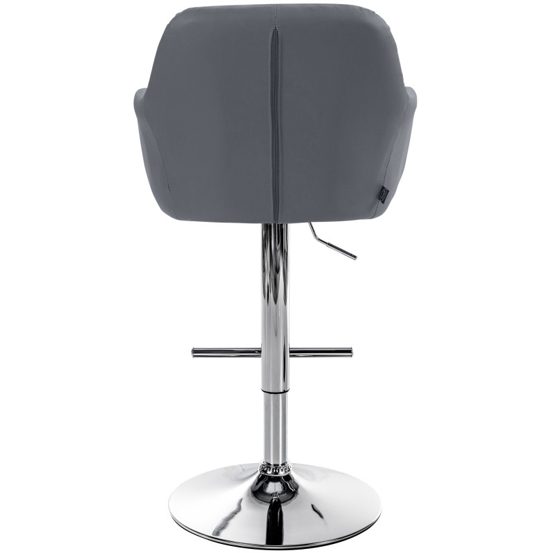 Tabouret de bar Natoma, similicuir, gris chrome