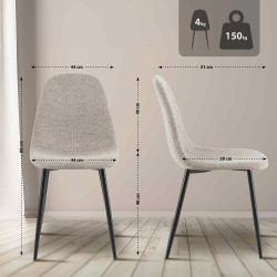 Ensemble de 4 chaises de salle à manger Napier en tissu crème