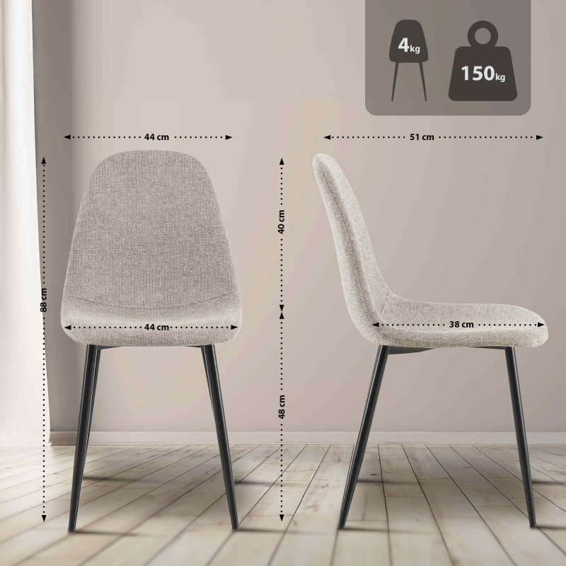 Ensemble de 4 chaises de salle à manger Napier en tissu crème