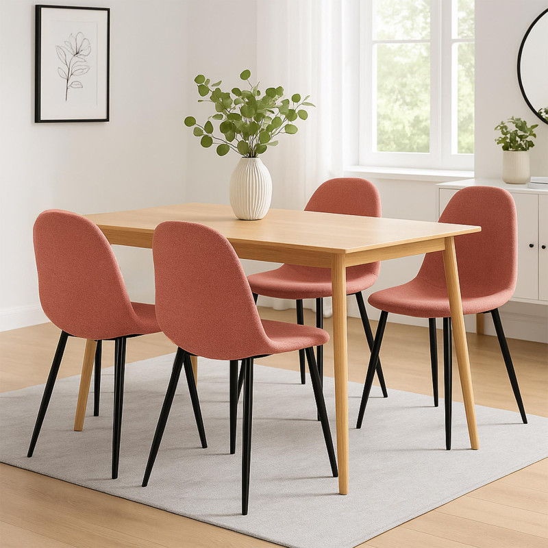 Ensemble de 4 chaises de salle à manger Napier en tissu orange