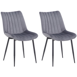 Ensemble de 2 chaises Rahden en velours gris