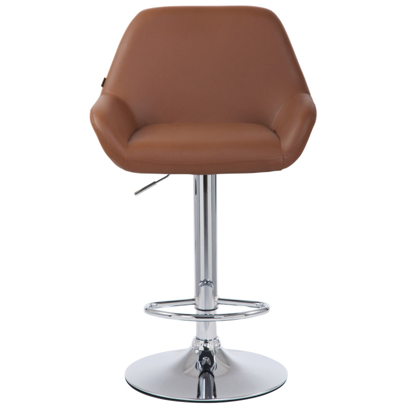 Lot de 2 tabourets de bar Braga simili cuir chromé marron clair