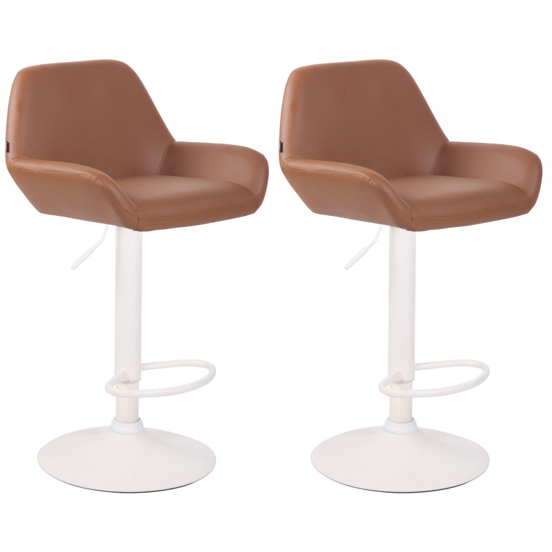 Lot de 2 tabourets de bar Braga simili cuir marron clair