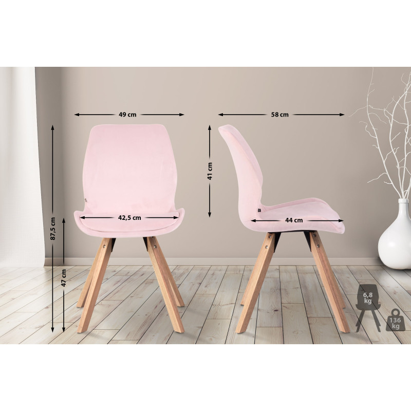 Fauteuil Luna, velours, rose