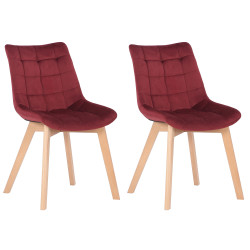 Set de 2 Sillas de comedor Passaic en terciopelo Rojo