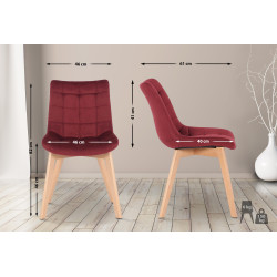 Set de 2 Sillas de comedor Passaic en terciopelo Rojo