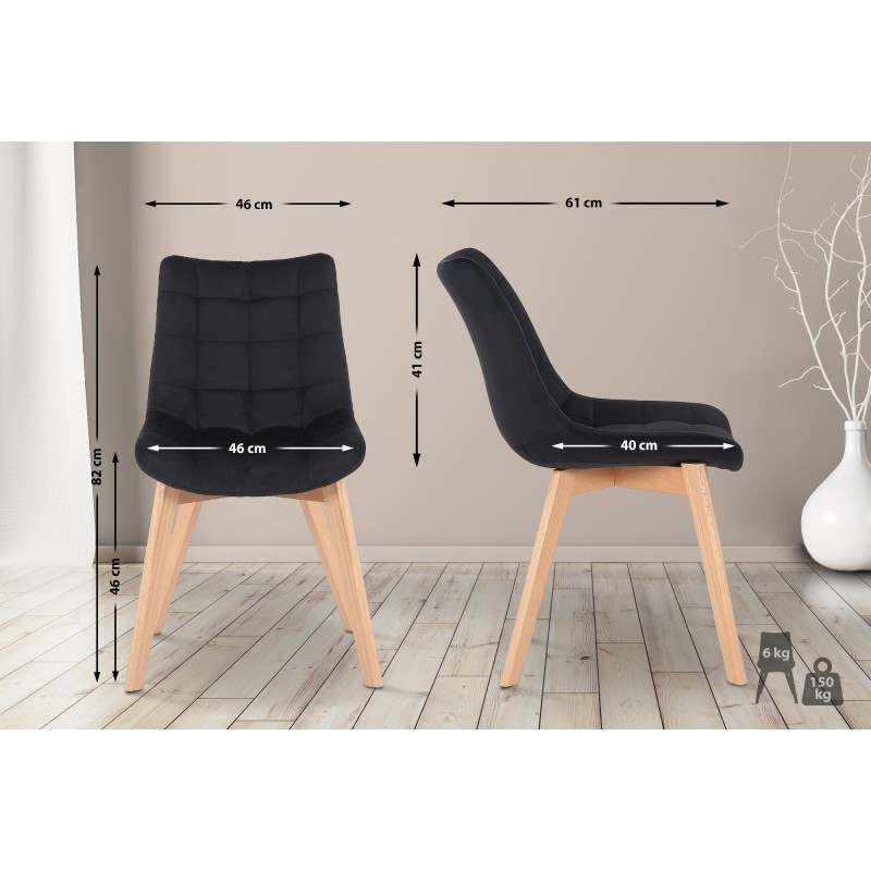Ensemble de 2 chaises de salle à manger Passaic en velours noir