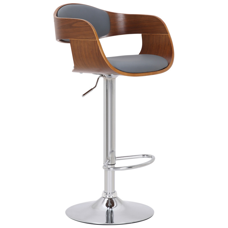 Lot de 2 tabourets de bar Kingston C en simili cuir noyer/gris