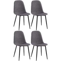 Ensemble de 4 chaises Giverny, tissu gris foncé