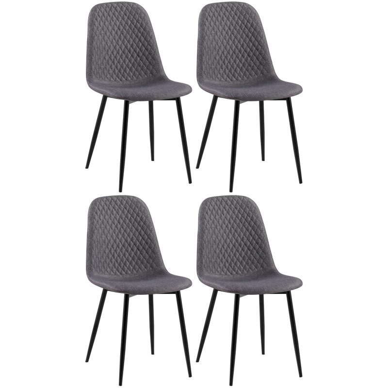 Ensemble de 4 chaises Giverny, tissu gris foncé
