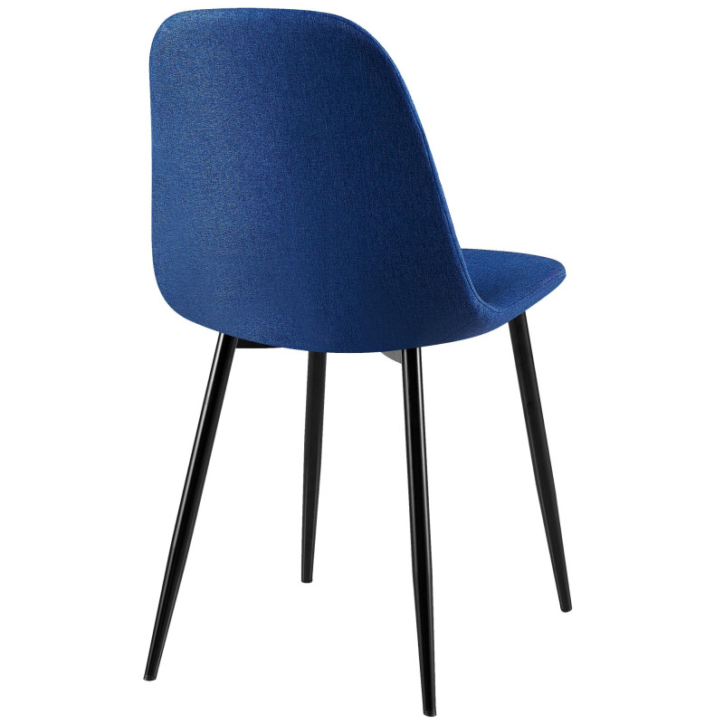 Ensemble de 4 chaises Giverny, tissu, bleu