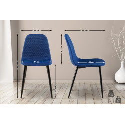 Ensemble de 4 chaises Giverny, tissu, bleu