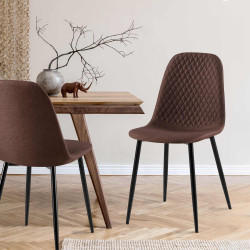 Ensemble de 4 chaises Giverny en tissu marron