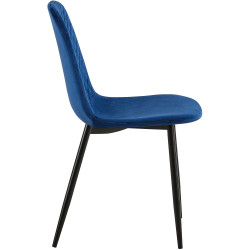 Ensemble de 4 chaises Giverny en velours bleu