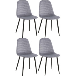 Ensemble de 4 chaises Giverny en velours gris