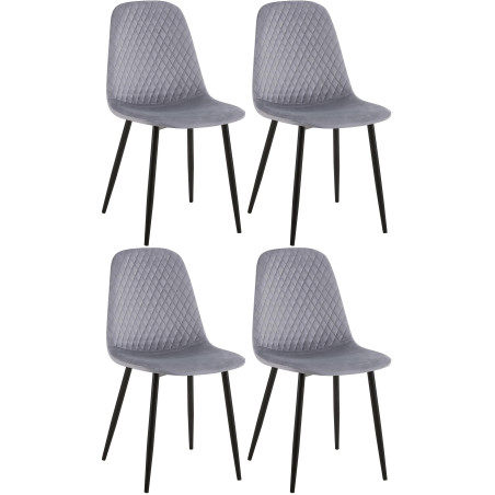 Ensemble de 4 chaises Giverny en velours gris