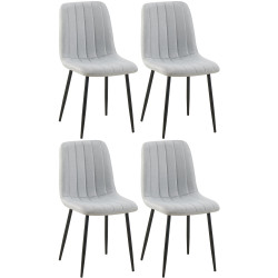 Ensemble de 4 chaises en tissu gris Dijon
