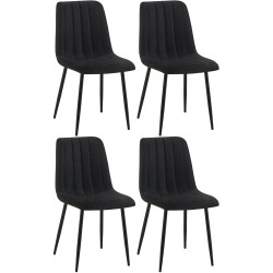 Ensemble de 4 chaises Dijon, tissu noir