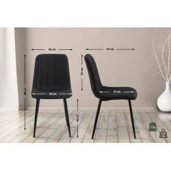 Ensemble de 4 chaises Dijon, tissu noir