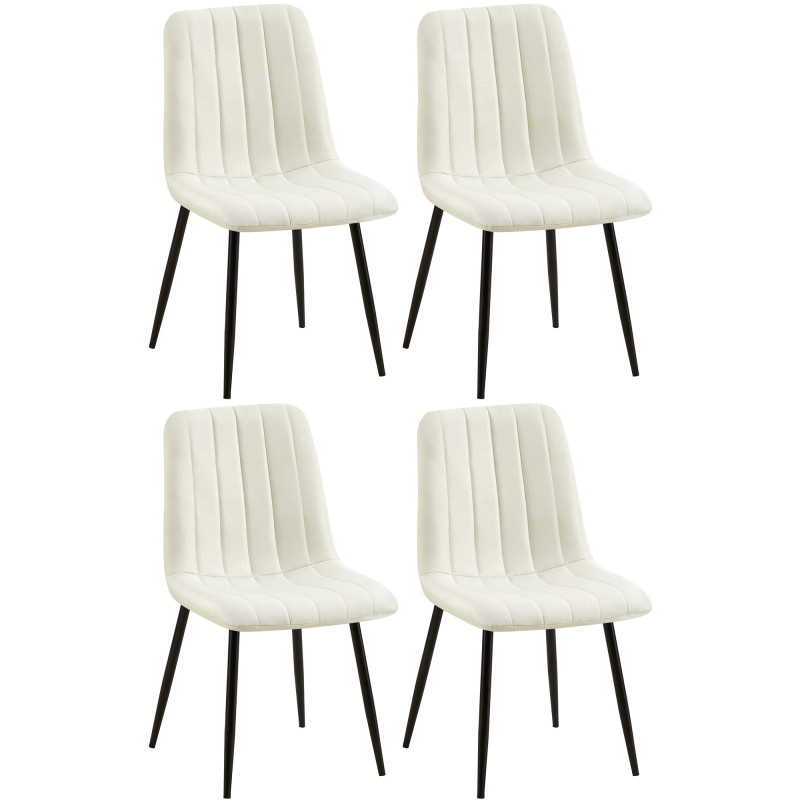 Ensemble de 4 chaises en tissu crème Dijon