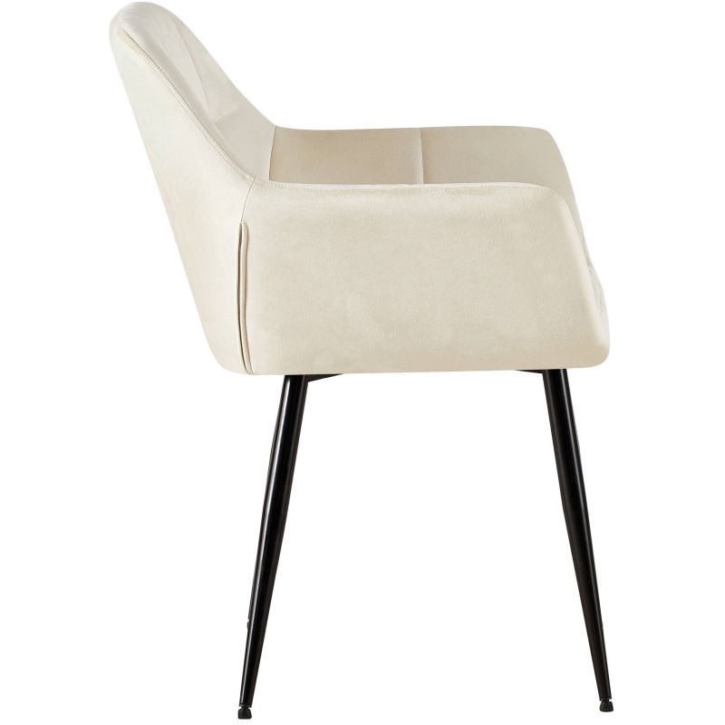 Fauteuil visiteur Emia en velours crème