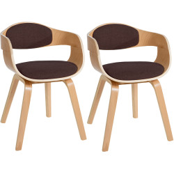 Ensemble de 2 chaises Kingston, tissu naturel/marron