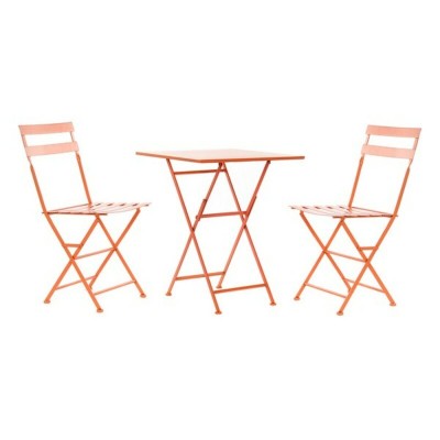 Ensemble Table + 2 Chaises DKD Home Decor MB-177412 Corail 60 x 60 x 75 cm (3 pcs)