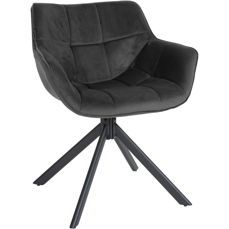 Fauteuil Westport, velours, gris foncé
