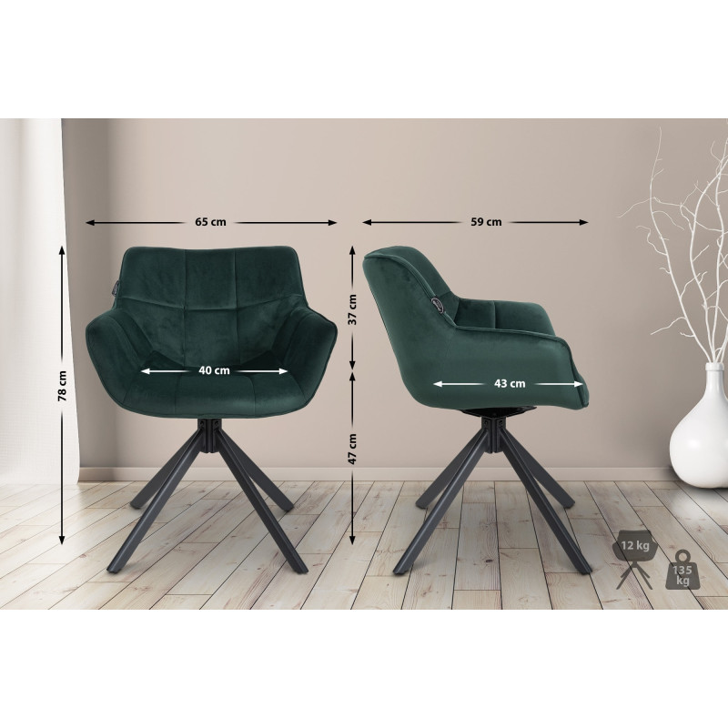 Fauteuil Westport, velours, vert